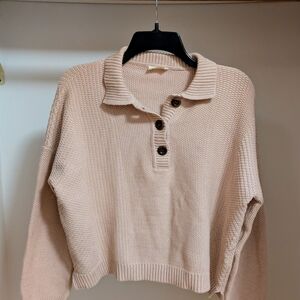 Poetry Organic Cotton Collared Sweater Oyster Pink Size 10